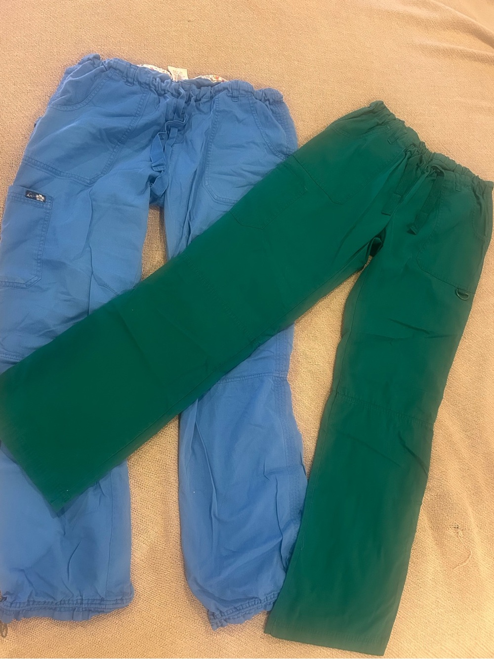 koi Women's Scrub Pants in Blue and Green